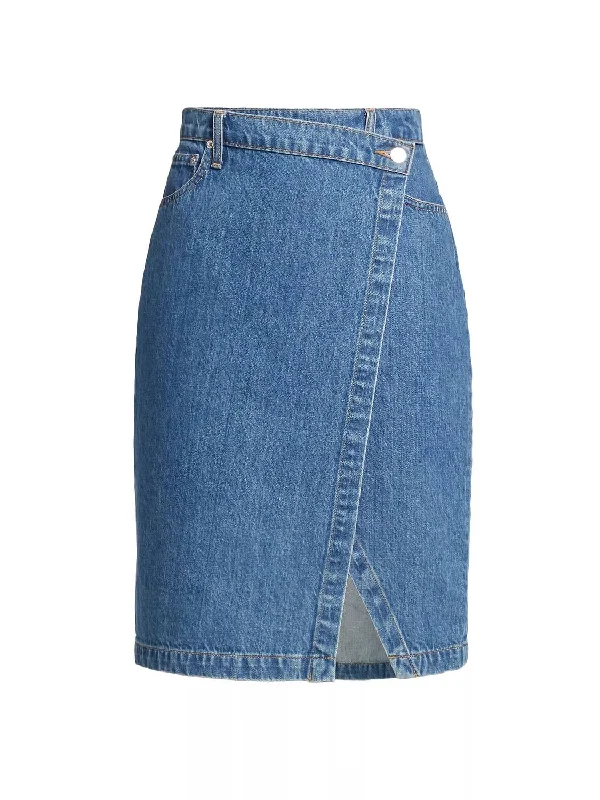 Aine Asymmetrical Denim Skirt In Canal