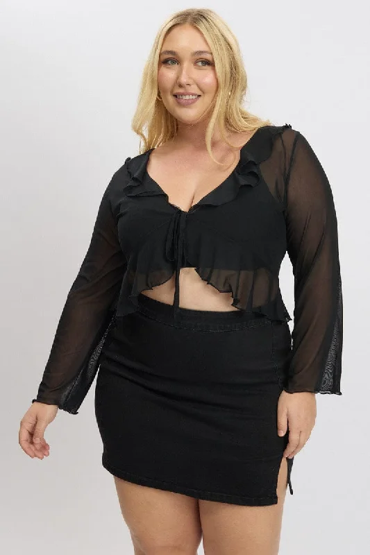 Black Mesh Frill Bolero Jacket