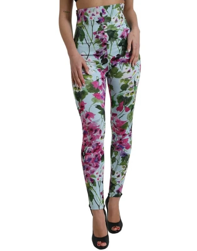 Dolce & Gabbana Elegant Floral High-Rise Leggings Women's Pants