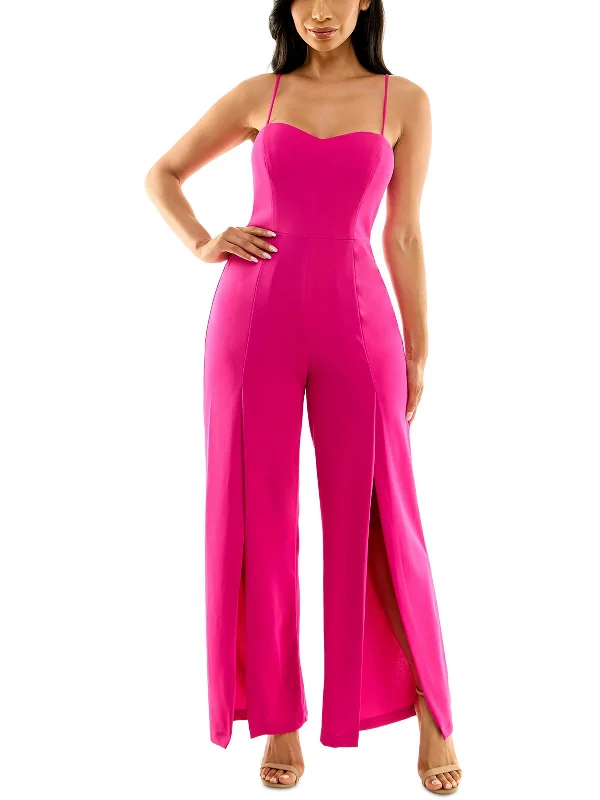 Womens Leg Slit Sweetheart Neckline Jumpsuit