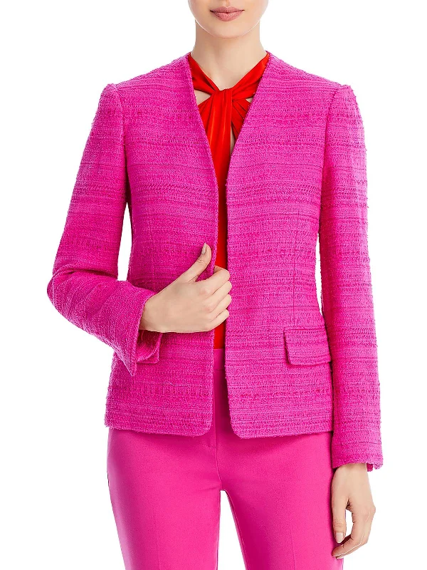 Elle Womens Tweed Business Open-Front Blazer