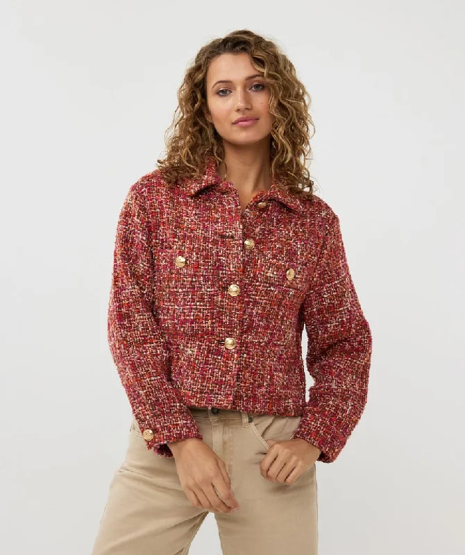 Esqualo Red Multicoloured Boucle Blazer