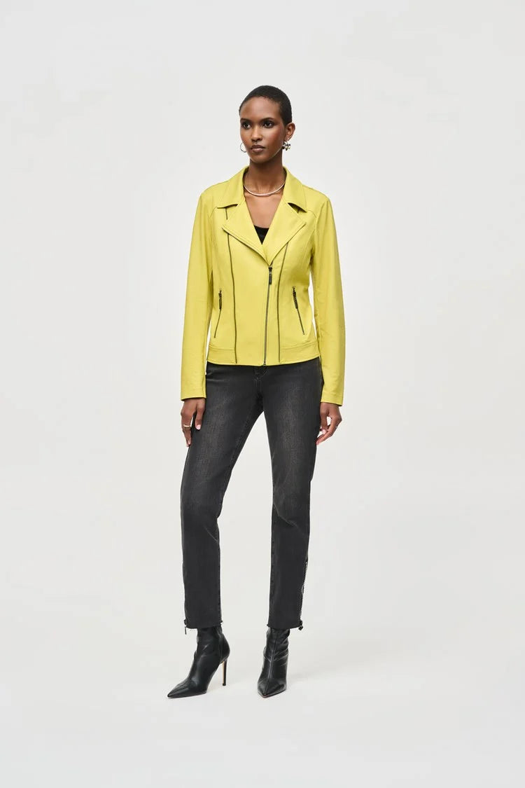 Joseph Ribkoff Wasabi Foiled Knit Moto Jacket