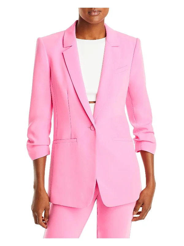 Khloe Womens Crepe Business One-Button Blazer