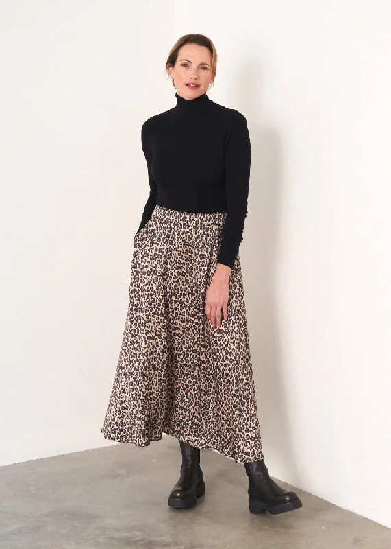 MARTHA LEOPARD PRINT SATIN SKIRT