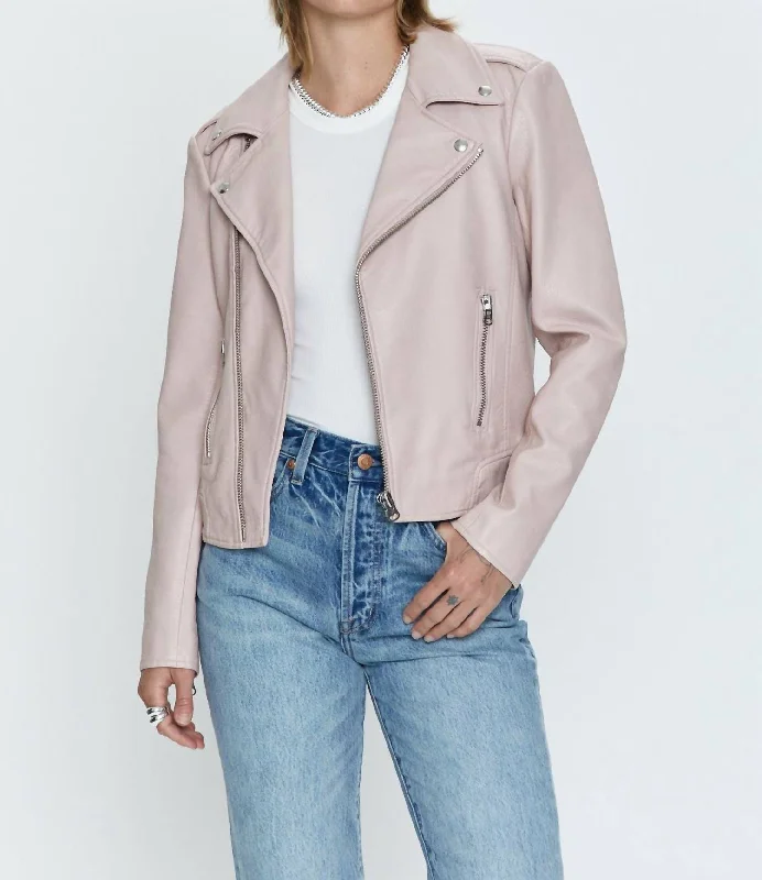 Nicolette Mod Moto Jacket In Mellow Rose