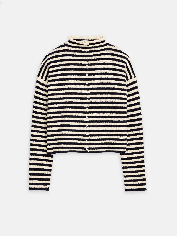 Taylor Striped Cardigan in Cotton Cashmere