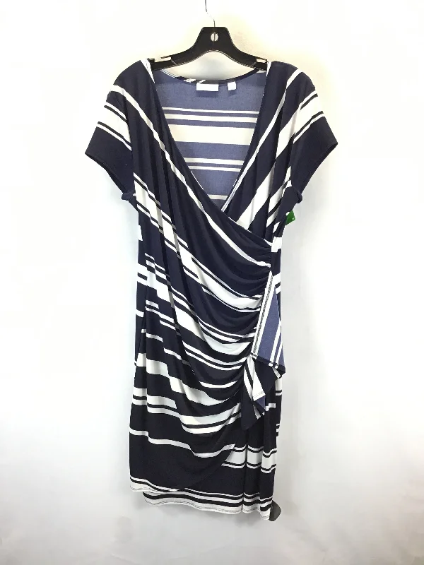 Dress Casual Midi By New York And Co In Blue & White, Size: L